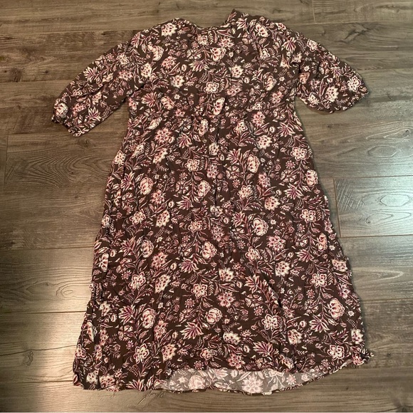 Gap Maternity Wrap dress midi style floral brown XL 100% Viscose - Picture 6 of 10